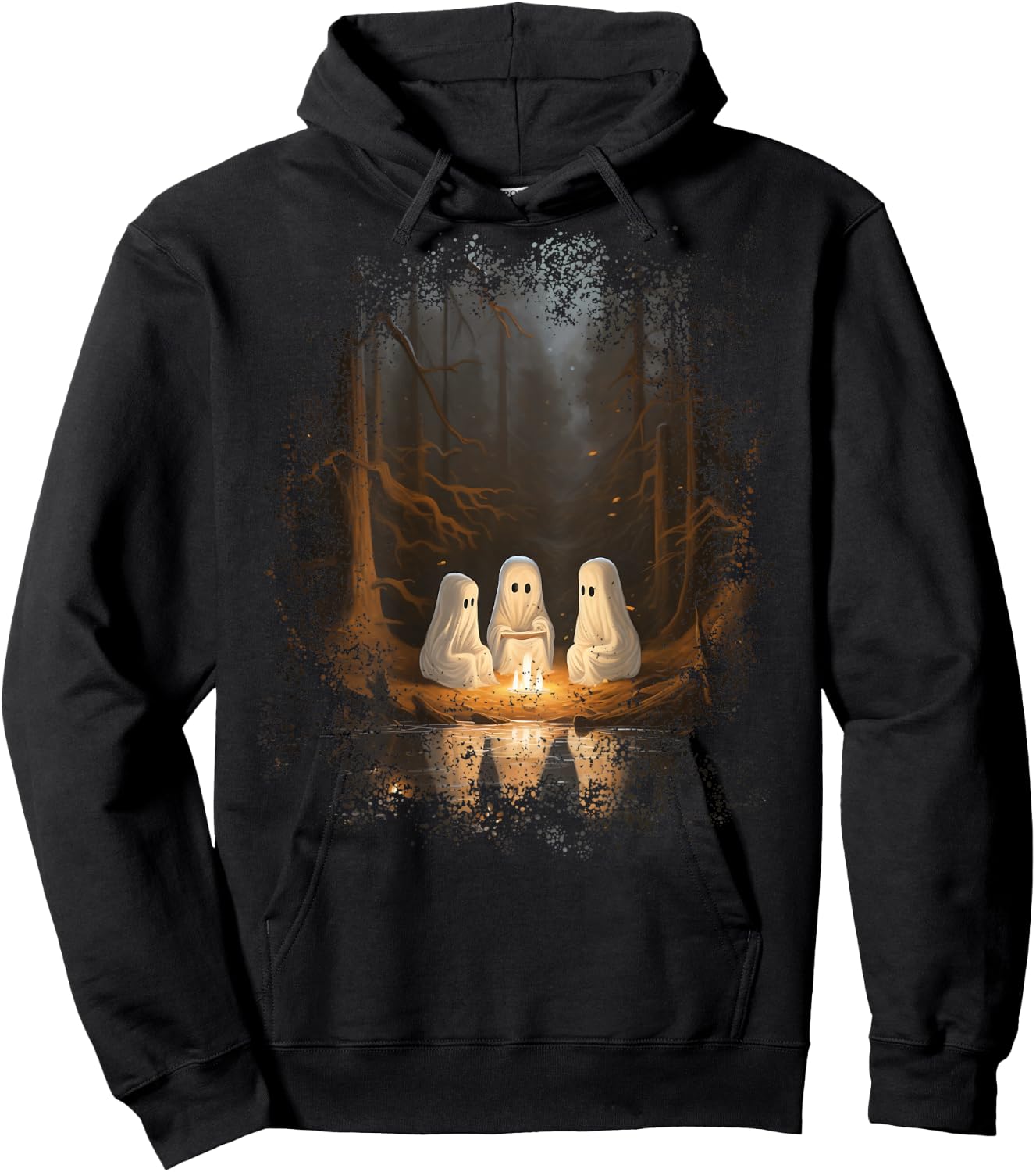 Vintage Ghost Campfire Camping Gothic Halloween Hoodie - Hoodie | Black