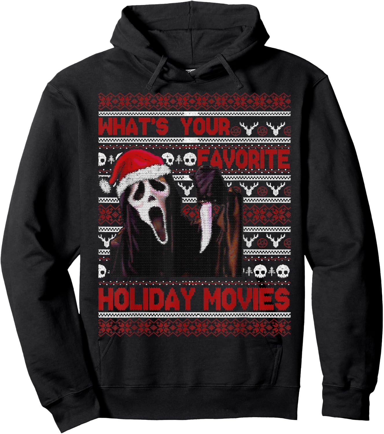 What's Your Favorite Holiday Movies, Grim Reaper Christmas Hoodie - Hoodie | Black