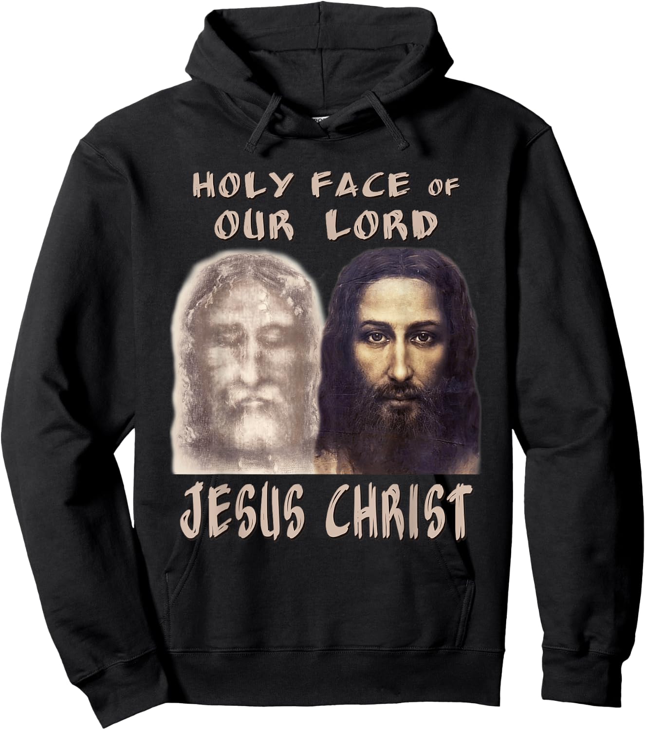 Holy Face Our Lord Jesus Christ Shroud Turin Reconstruction Hoodie - Hoodie | Black