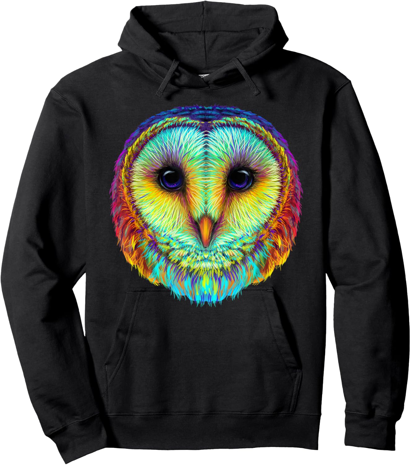 colorful cute Barn owl head art face for lovers birds animal Hoodie - Hoodie | Black