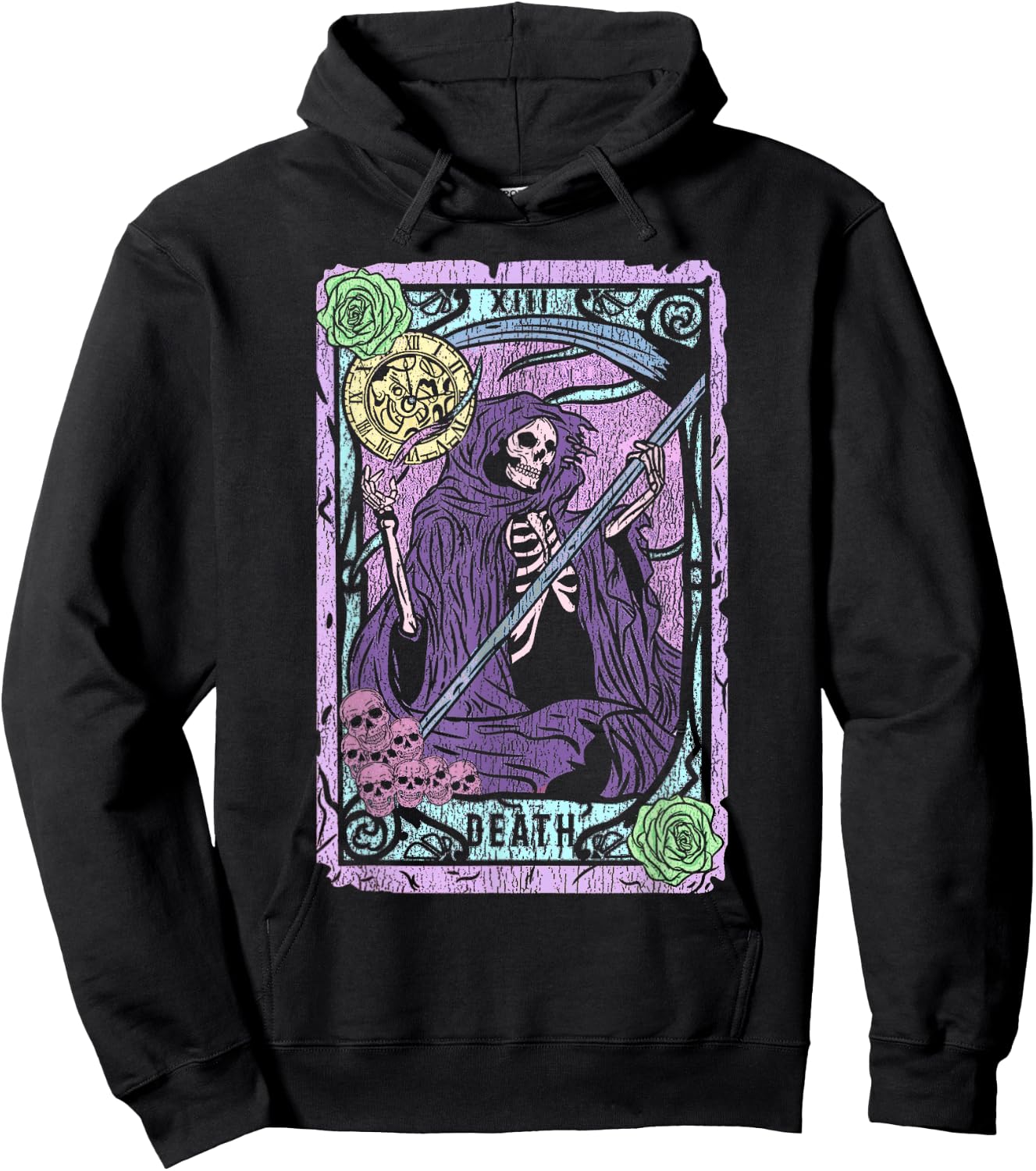 Death Tarot Card Witchcraft Occult Pastel Goth Reaper Small Hoodie - Hoodie | Black