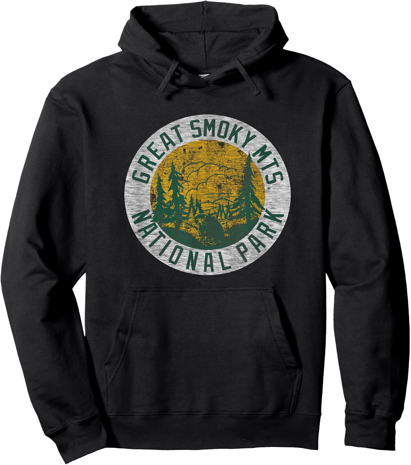 Great Smoky Mountains National Park Vintage Pine Trees Hoodie - Hoodie | Black