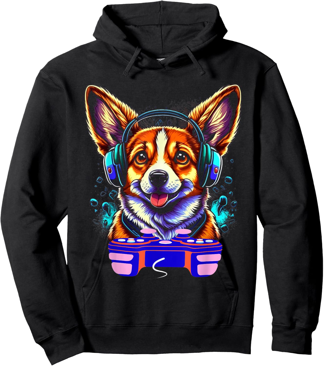 Gaming Corgi Pembroke Dog Player Video Gamer Lover Men Kids Hoodie - Hoodie | Black
