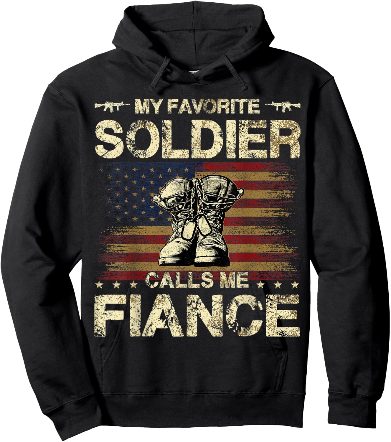 My Favorite Soldier Calls Me Fiance | Proud Army Fiance Hoodie - Hoodie | Black