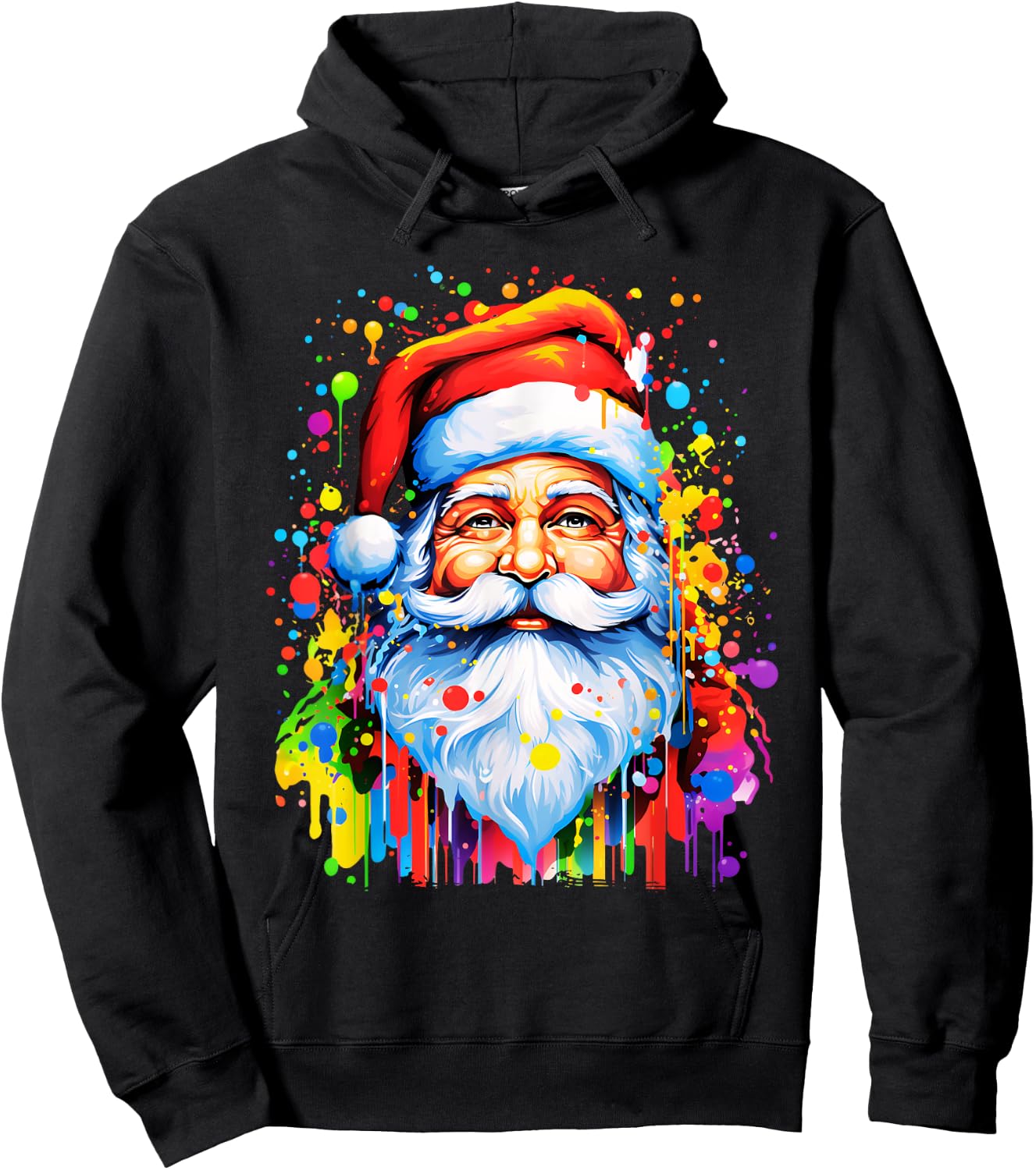 Fun Funny Funky Santa Claus Tie Dye Colorful Christmas Art Hoodie - Hoodie | Black