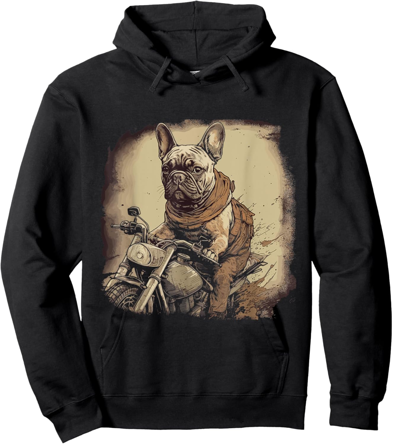 Funny Vintage French Bulldog Biker French Bulldog Motorcycle Women Hoodie - Hoodie | Black