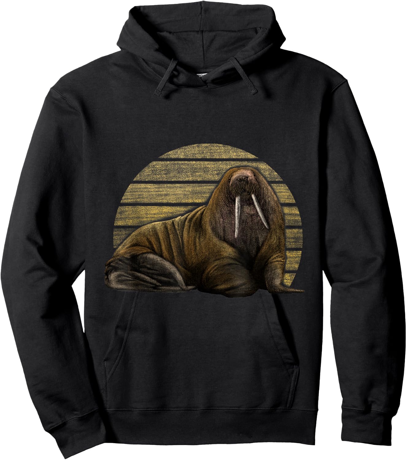 Walrus Drawing - Realistic Sea Lion Seals, Walrus Hoodie - Hoodie | Black