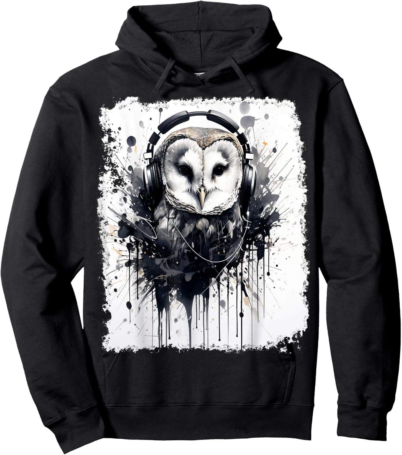 Ink Art Barn Owl Music Hoodie - Hoodie | Black
