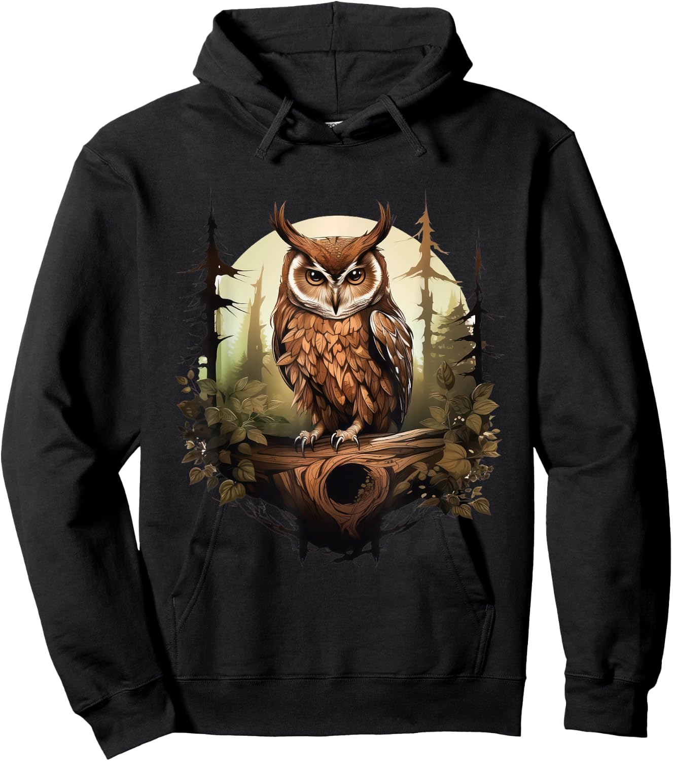 Owl Forest Graphic Women Men Girls Boys Hoodie - Hoodie | Black