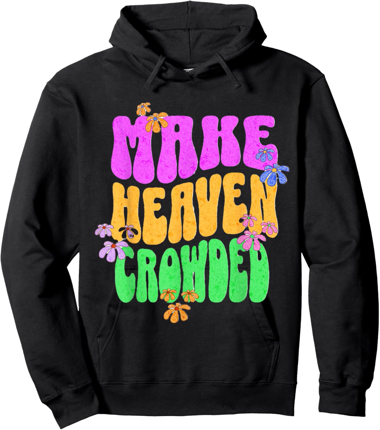 Retro Make Heaven Crowded Jesus Revolution Christian Faith Hoodie - Hoodie | Black