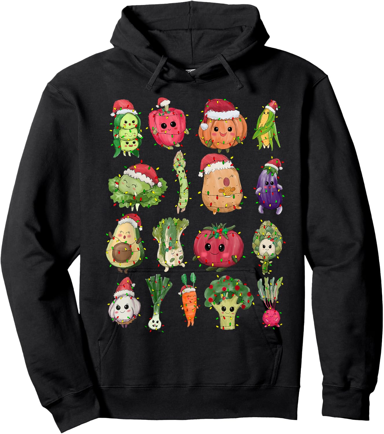 Christmas Lunch Lady Vegetable Food Christmas Tree Funny Xmas Vegan - Women's Black Small Fitted Short Sleeve Hoodie - Hoodie | Black
