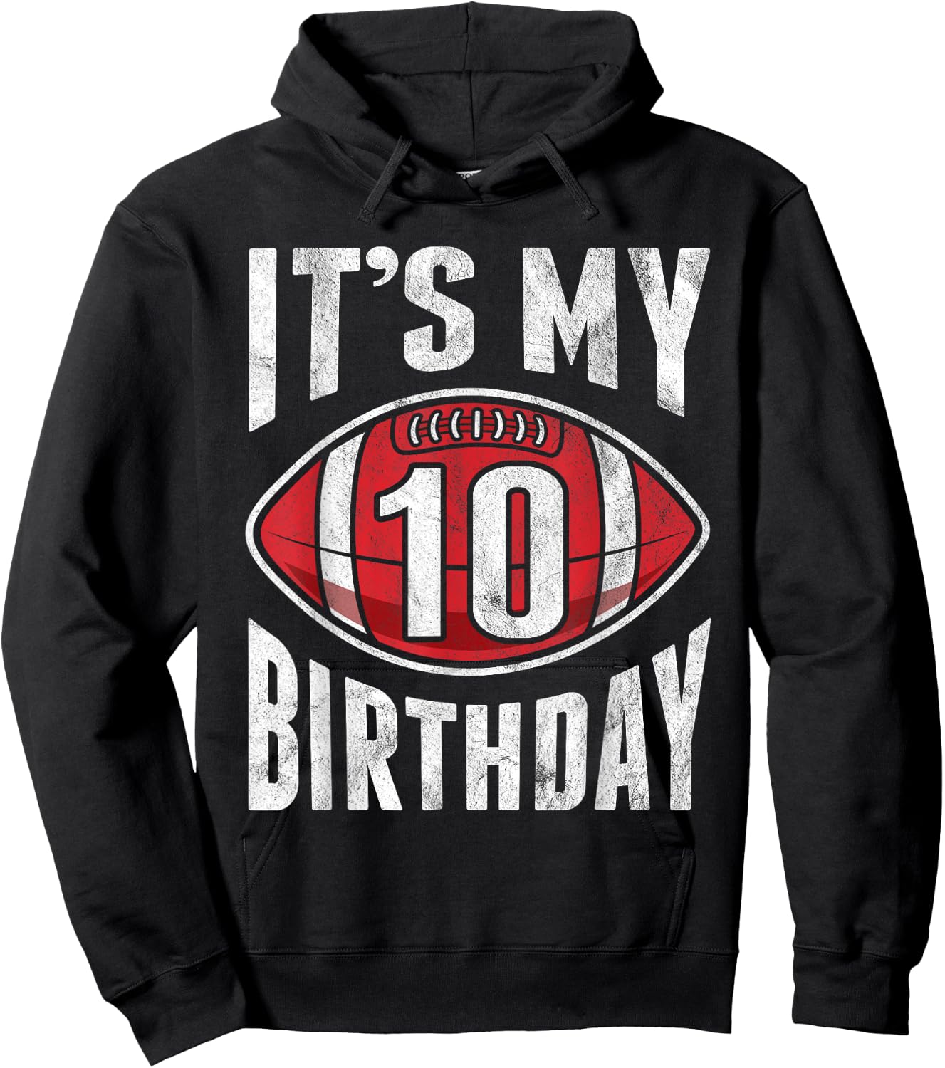 10 Years Old American Football 10th Birthday Boy Retro Style Hoodie - Hoodie | Black