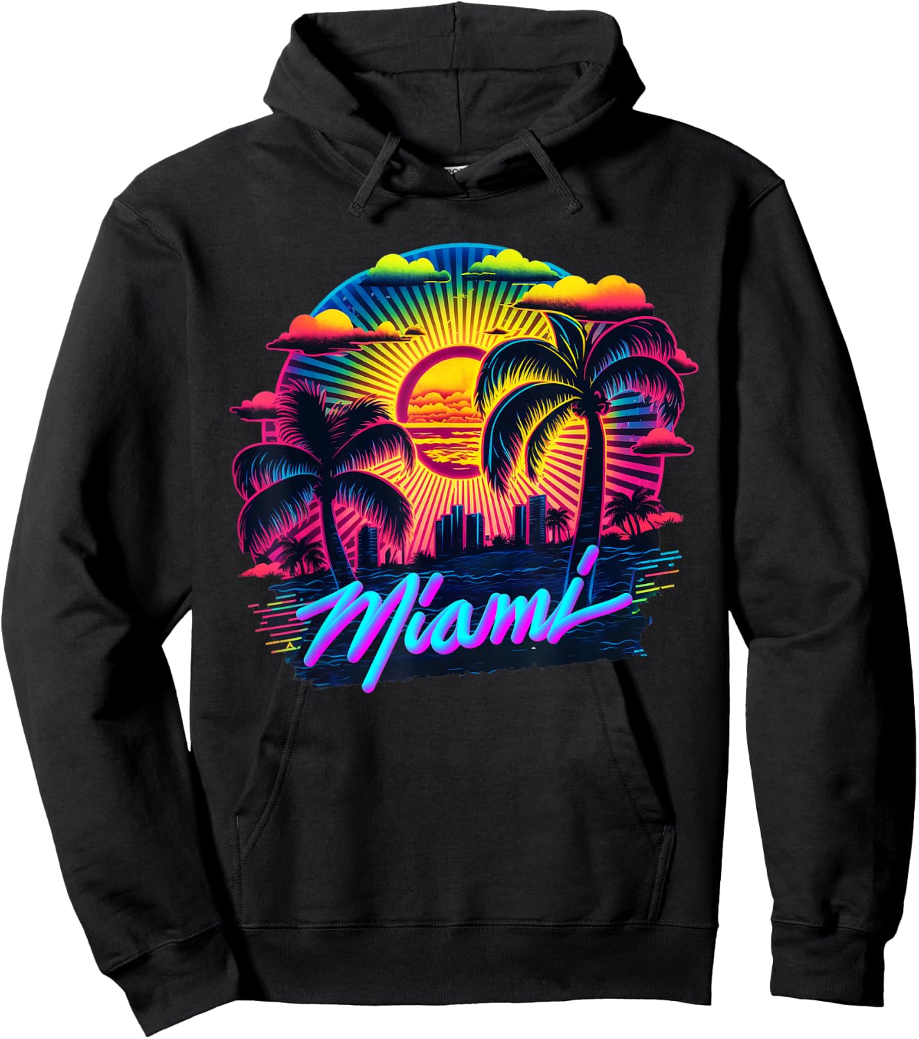 Miami Men Florida Vibrant Colorful Miami Souvenir Hoodie - Hoodie | Black