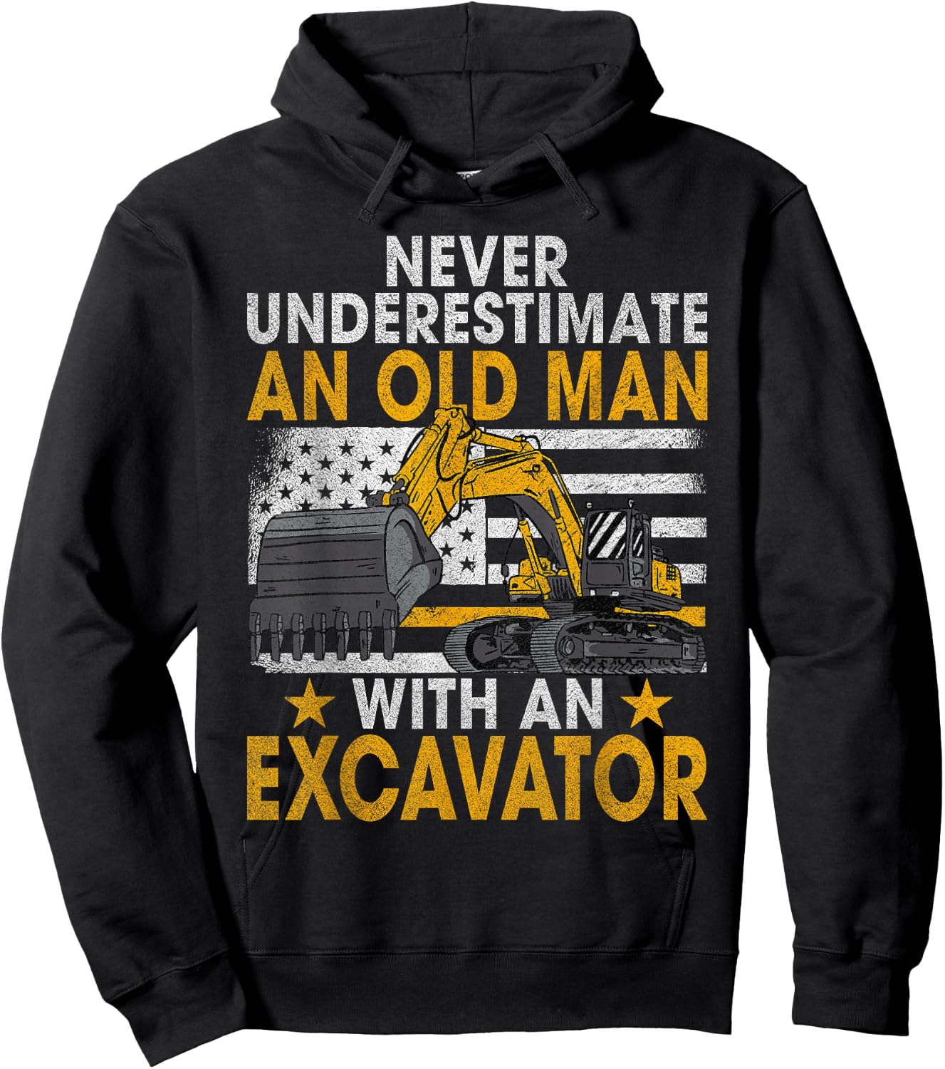 Bad Old Man Construction Worker & Construction Site Excavator Driver Hoodie - Hoodie | Black