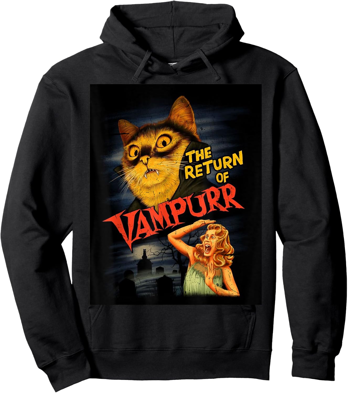 Cat Vampire Classic Horror Movie Funny Graphic Shirt Hoodie - Hoodie | Black