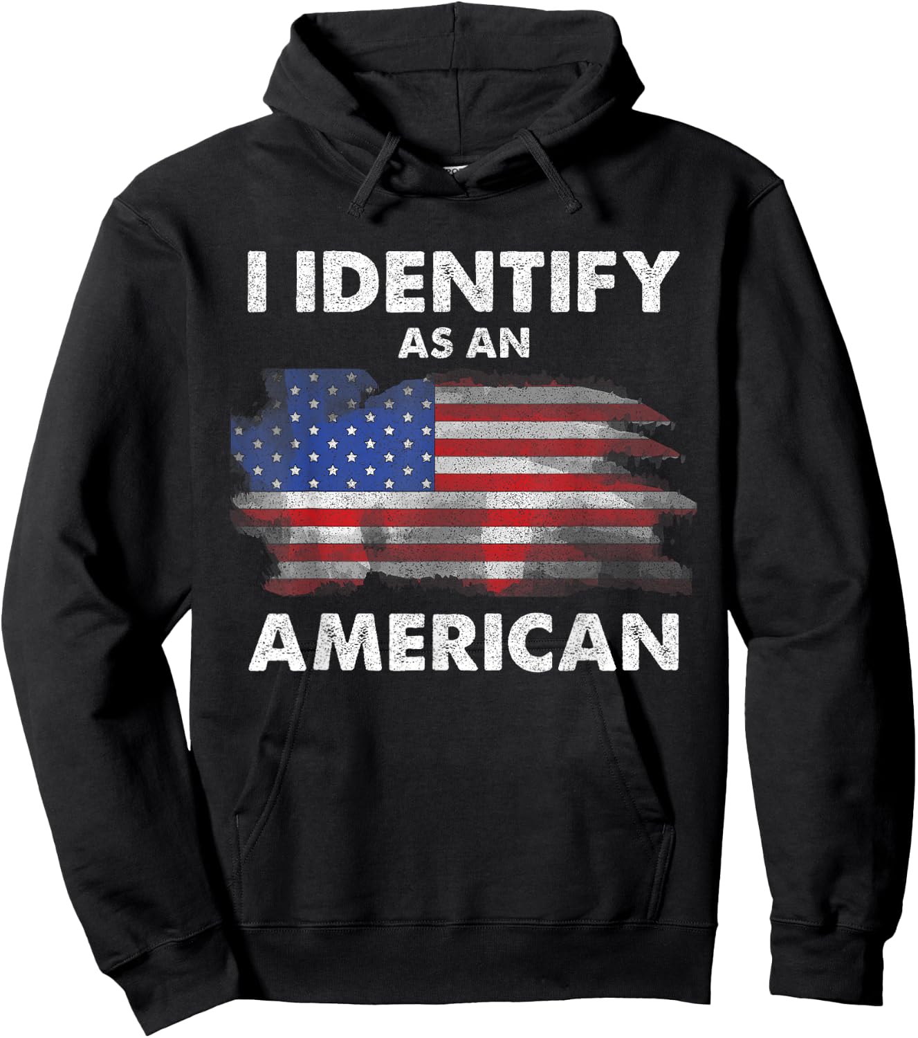 I Identify As An American Politics US Flag Proud American Hoodie - Hoodie | Black