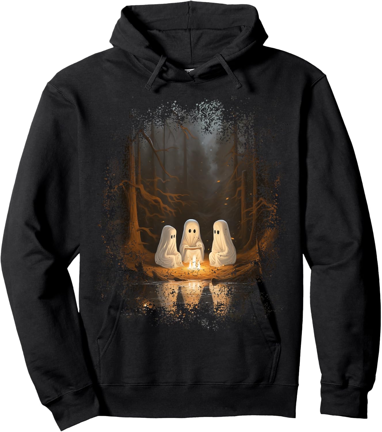 Vintage Ghost Campfire Camping Gothic Halloween Hoodie - Hoodie | Black