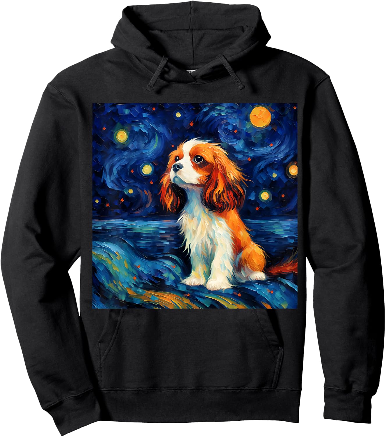 Surreal Starry Night Cavalier King Charles Spaniel Dog Hoodie - Hoodie | Black