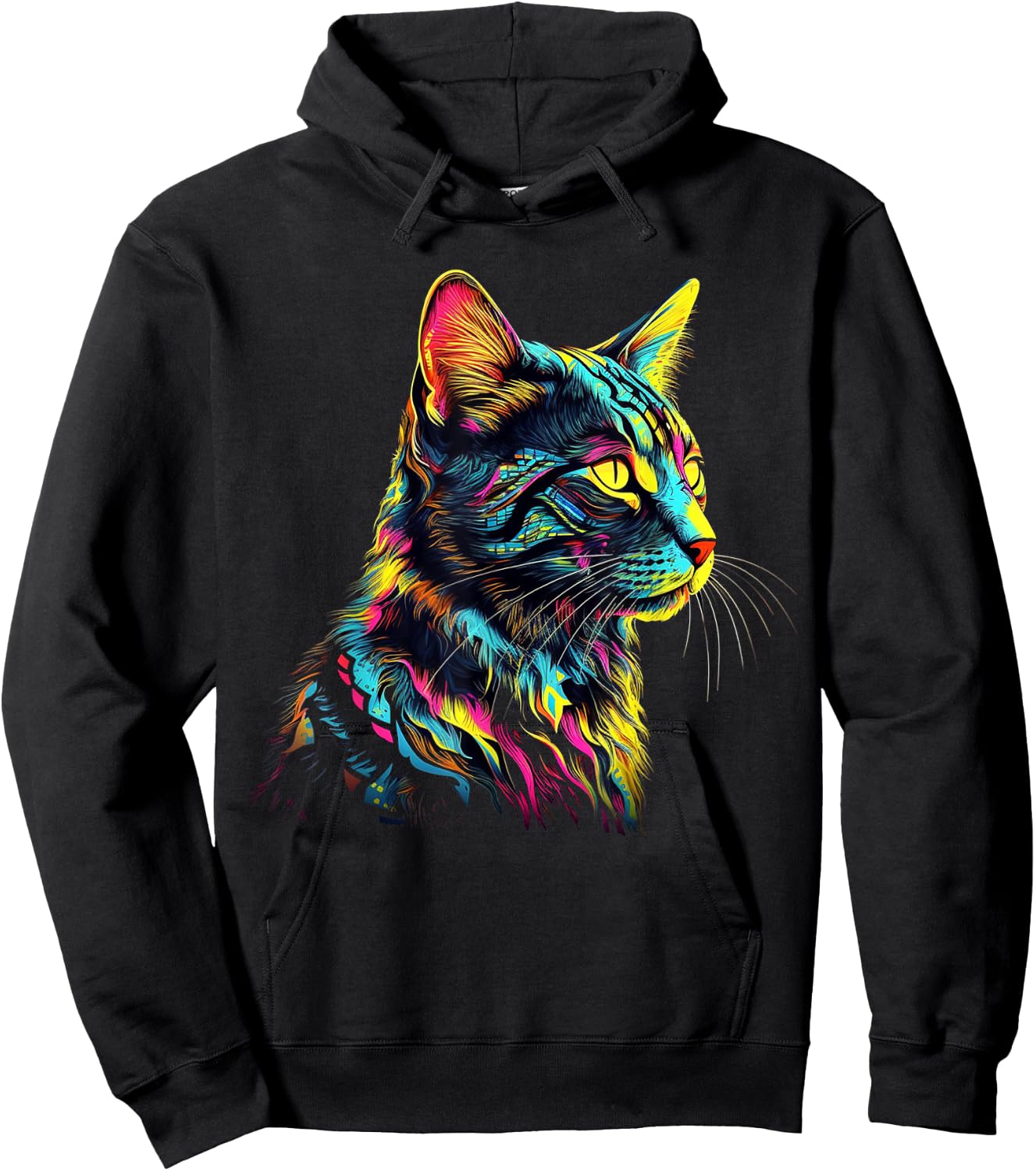 Colourful Art Cat Motif Animal Cat Men Women Kids Hoodie - Hoodie | Black