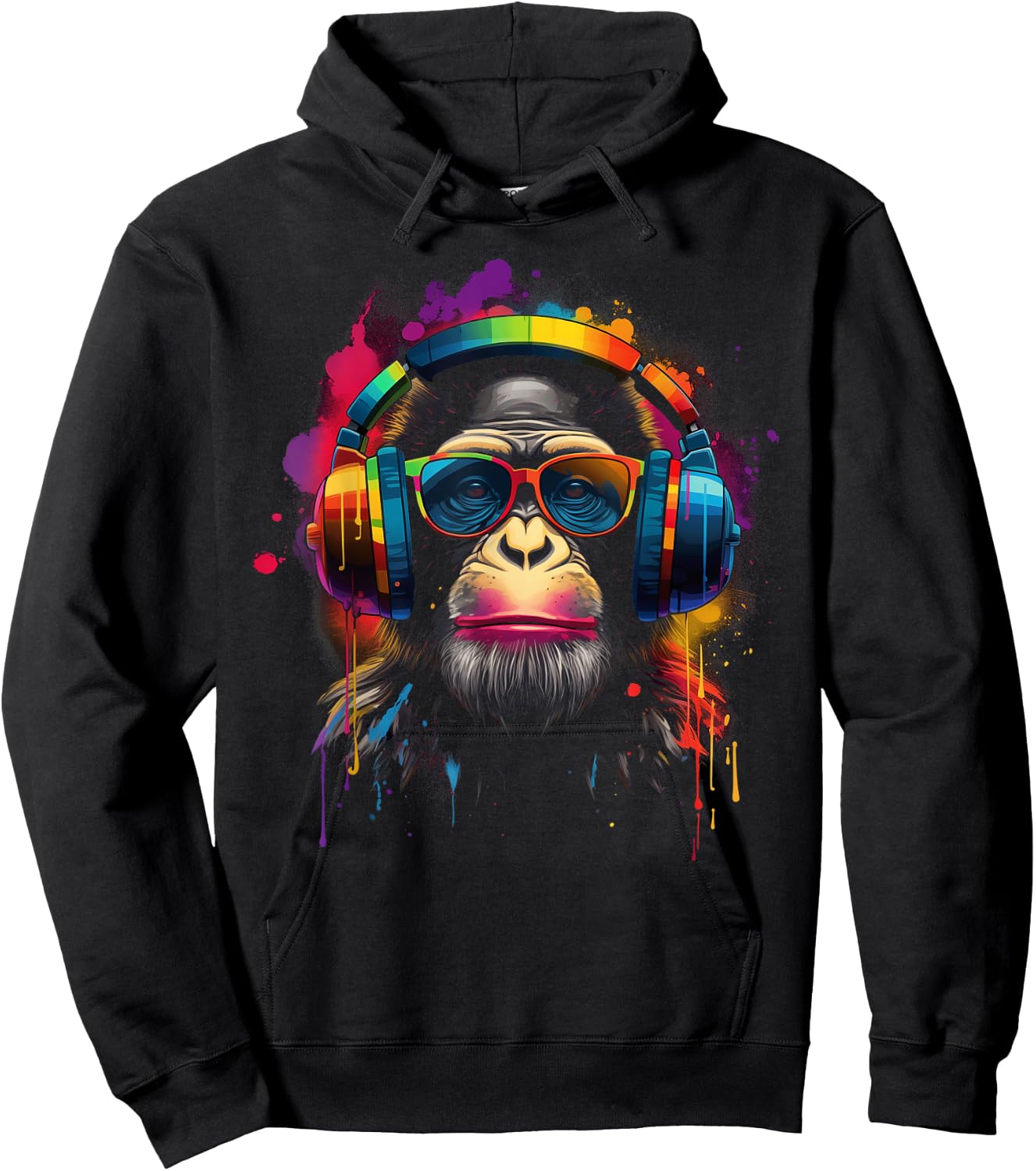 DJ Monkey with sunglasses and headphones funny DJ monkey Hoodie - Hoodie | Black