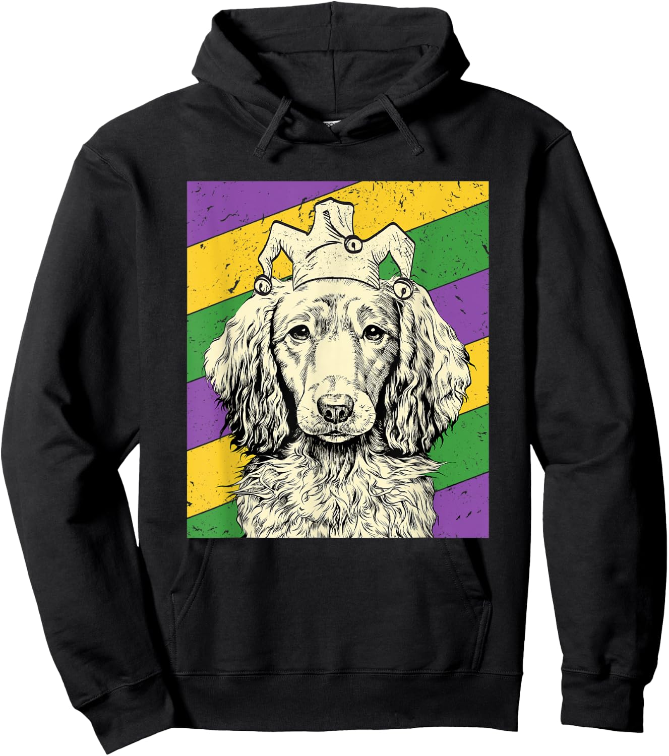 Dachshund Jester Funny Mardi Gras Doxie Dog Mom or Dad Hoodie - Hoodie | Black