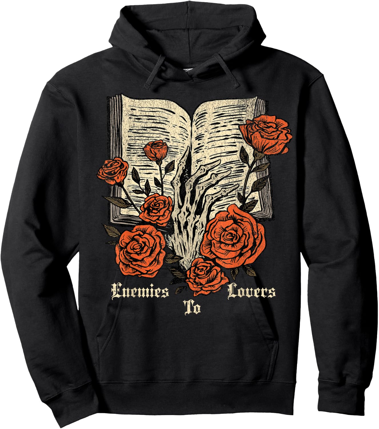 Enemies to Lovers Book Reader Roses Bookish Booktok Retro Hoodie - Hoodie | Black