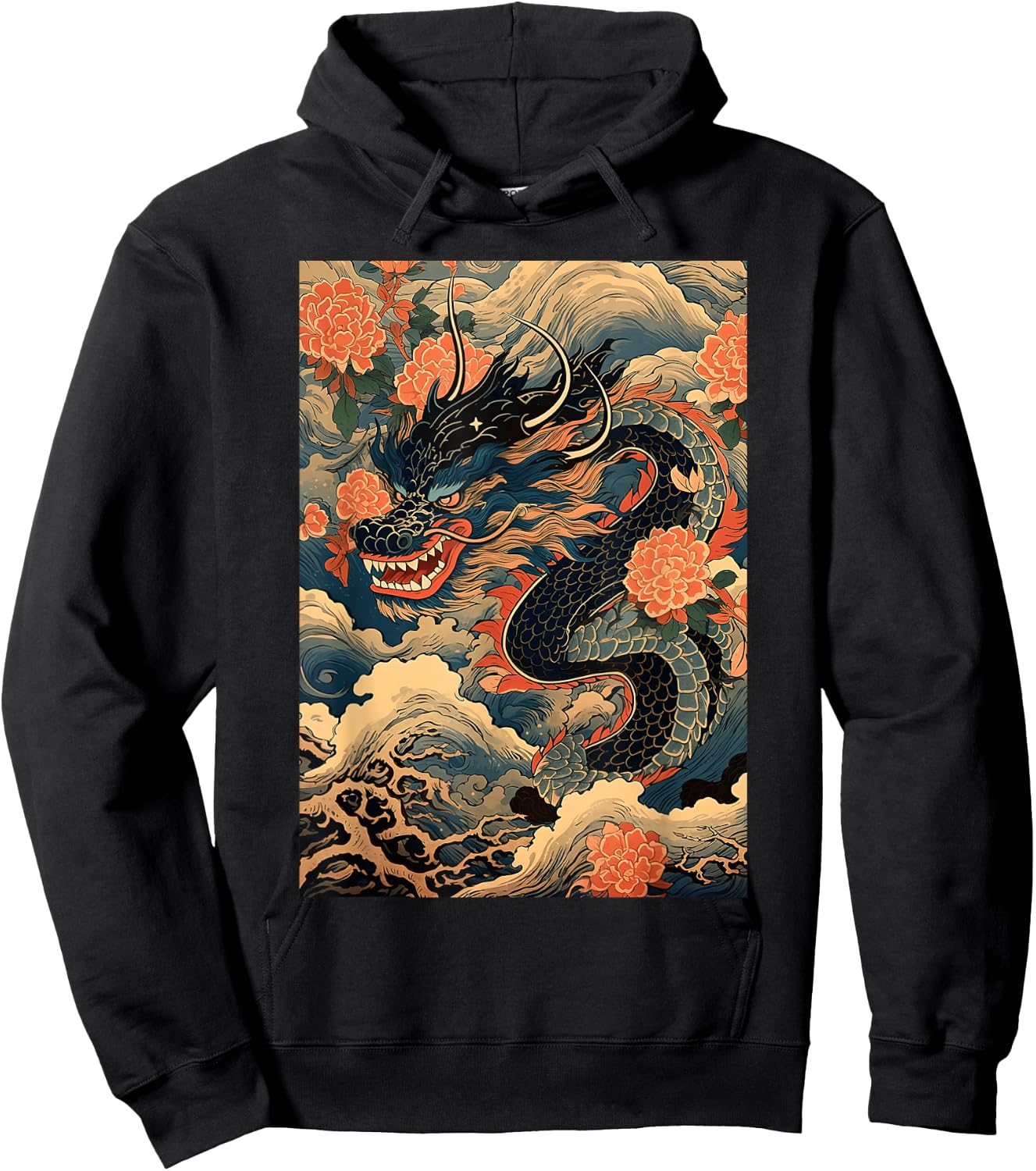 Vintage Dragon Japanese Graphic Art Retro Tattoo Hoodie - Hoodie | Black