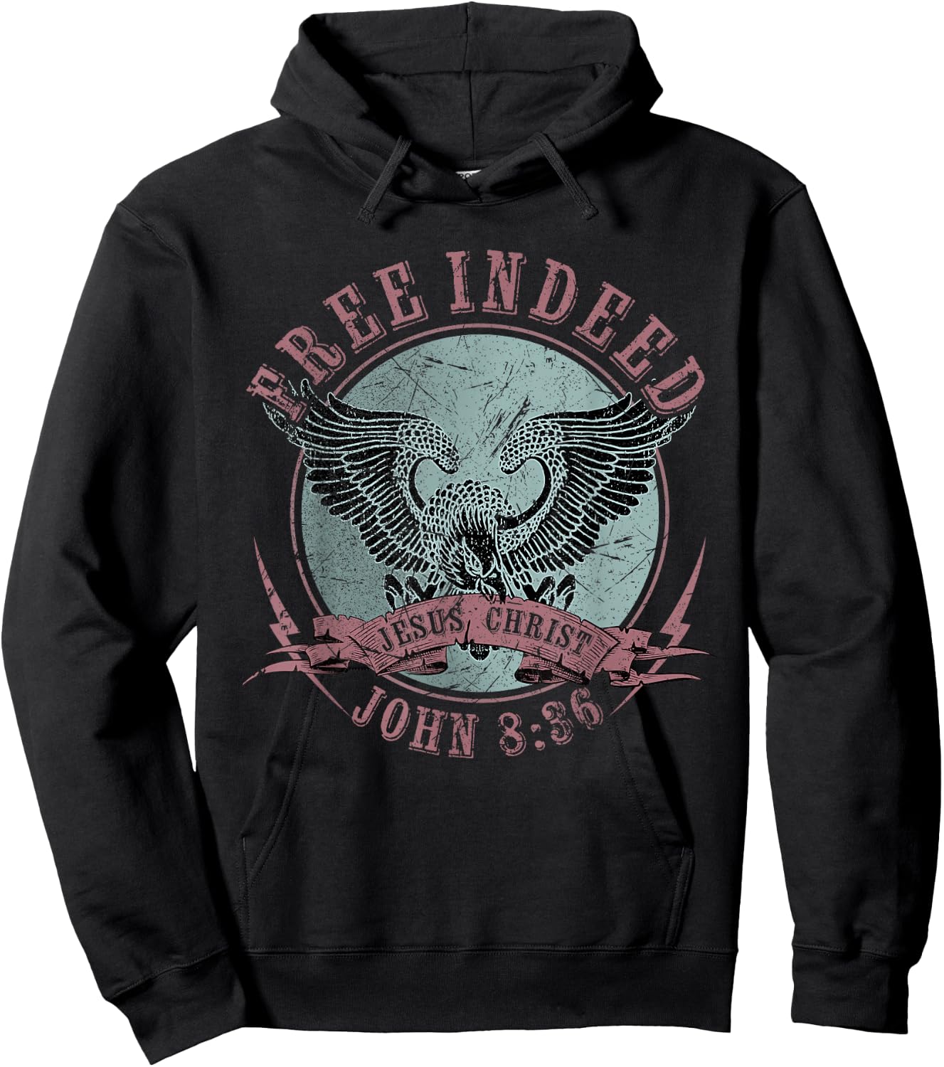 Free Indeed Faith Based Christian, John 8:36 Bible Verse Hoodie - Hoodie | Black