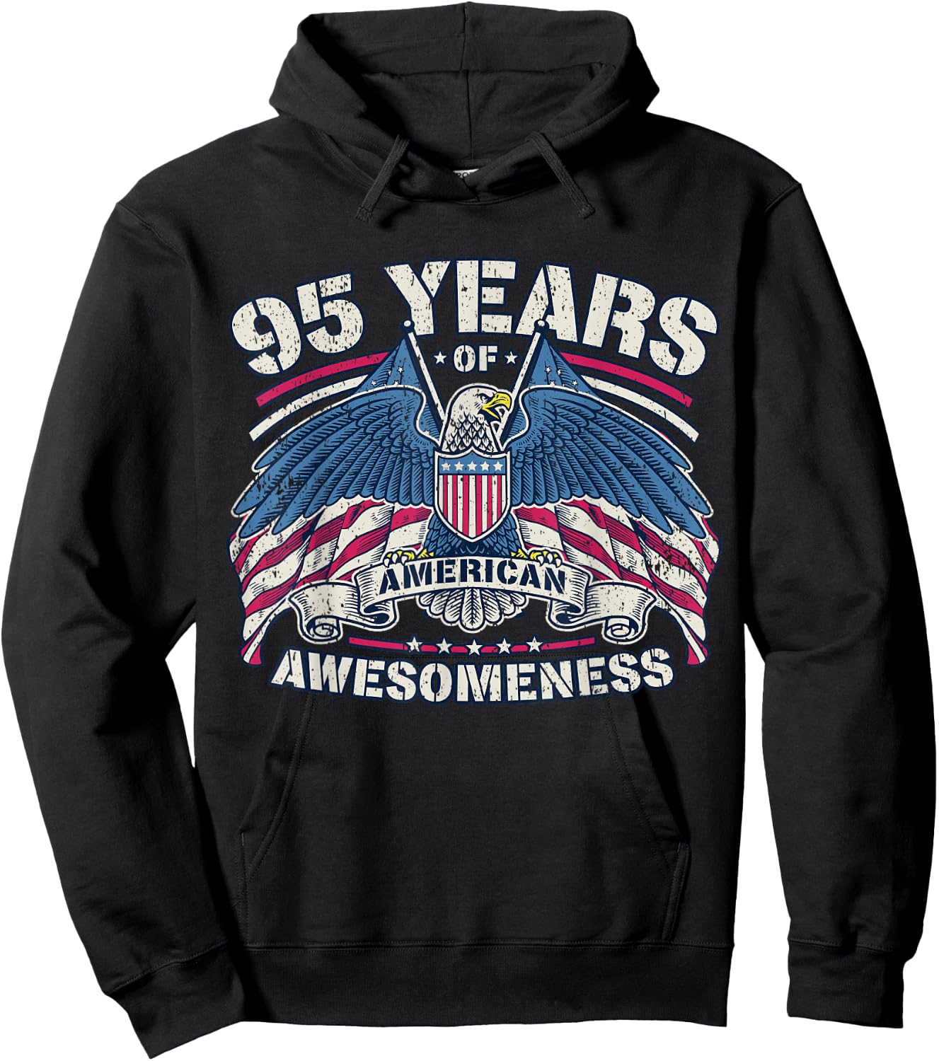 Patriotic 95th Birthday USA I American Patriot 95 Years Hoodie - Hoodie | Black