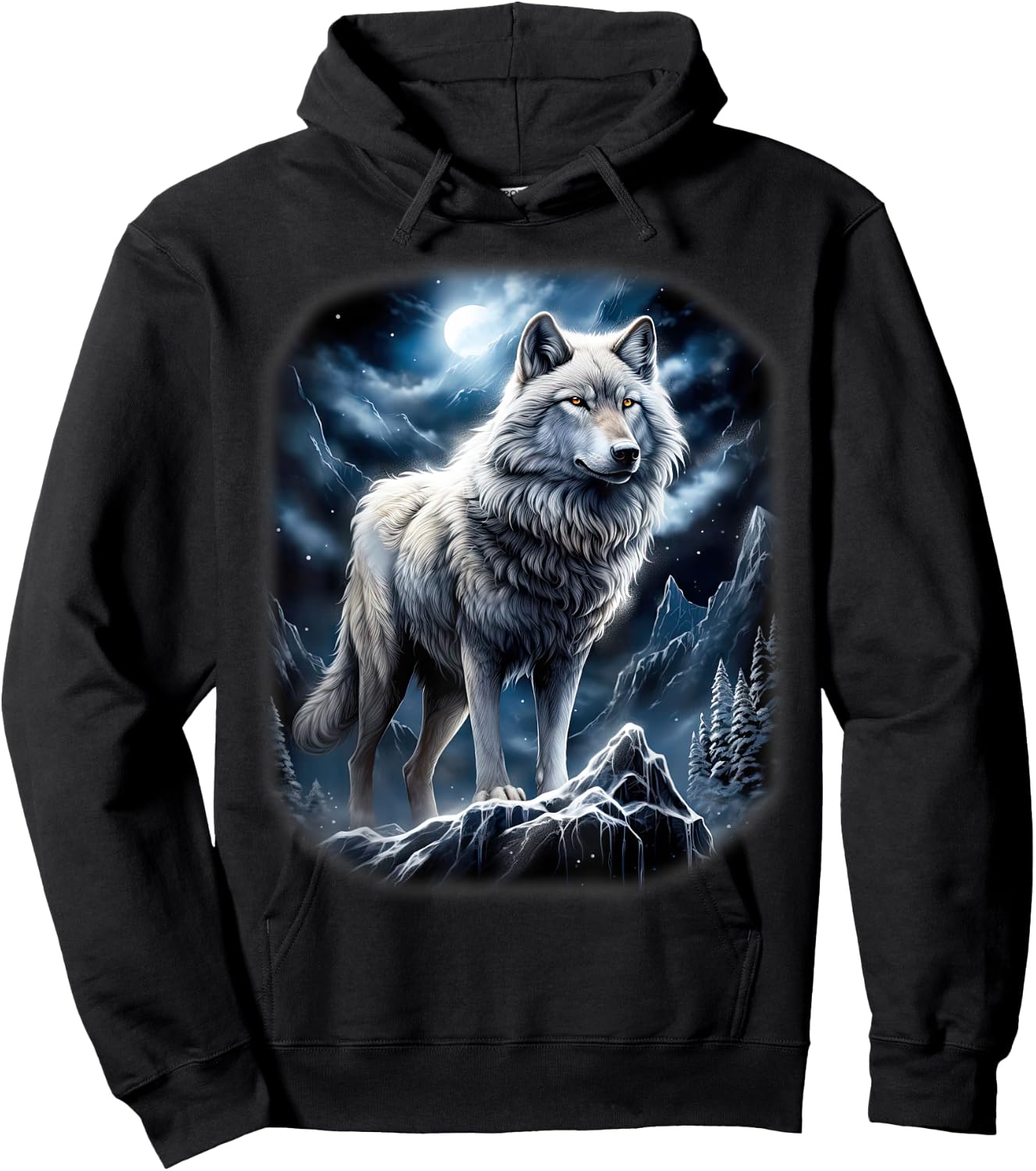 Wolf on Hill by Moon and Universe Fantasy Art Wildlife Hoodie - Hoodie | Black