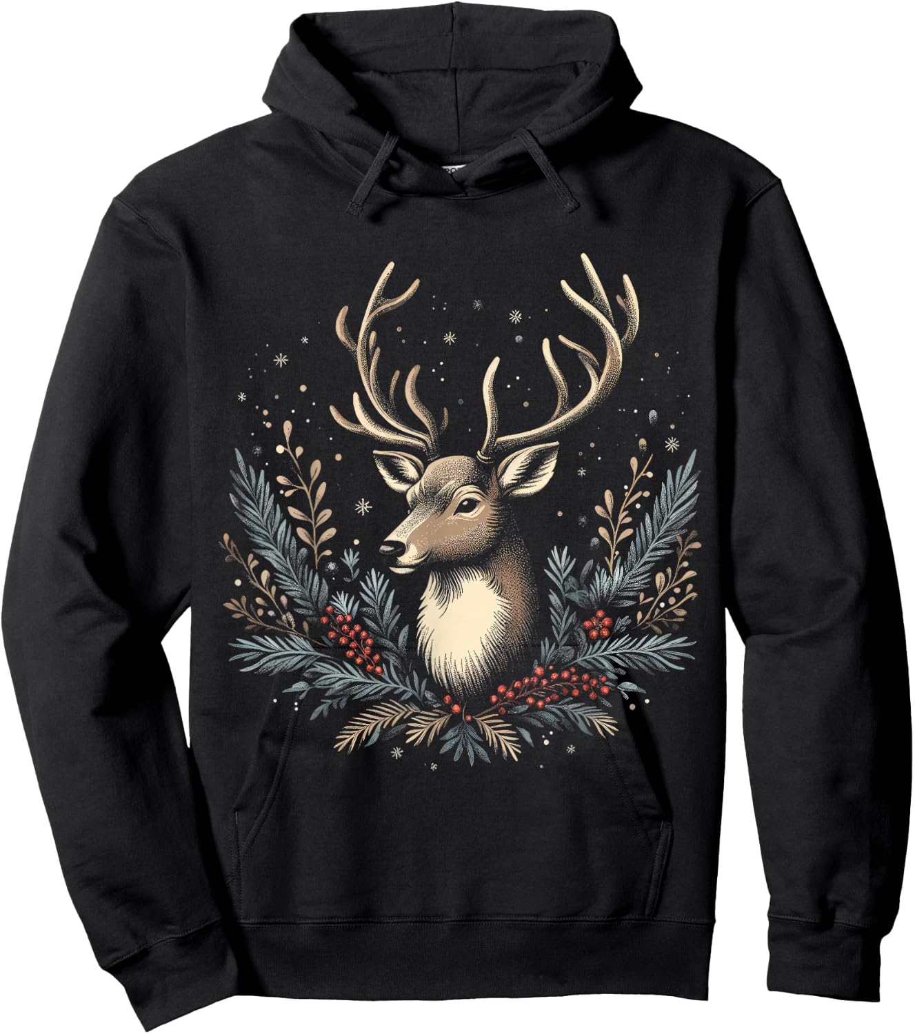 Christmas Reindeer Merry Christmas Xmas Morning Holiday Hoodie - Hoodie | Black
