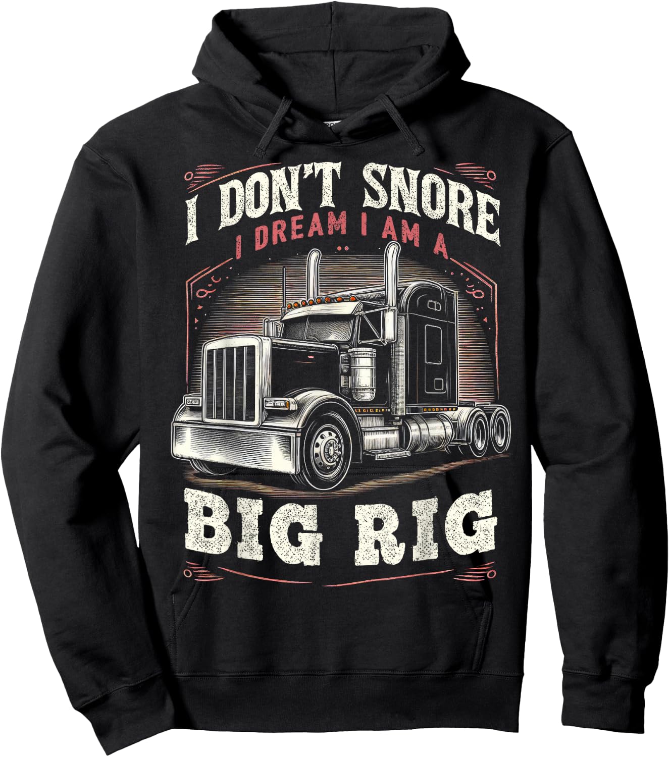 Truck Driver Snore Big Rig Funny Trucker Semi Driver Hoodie - Hoodie | Black
