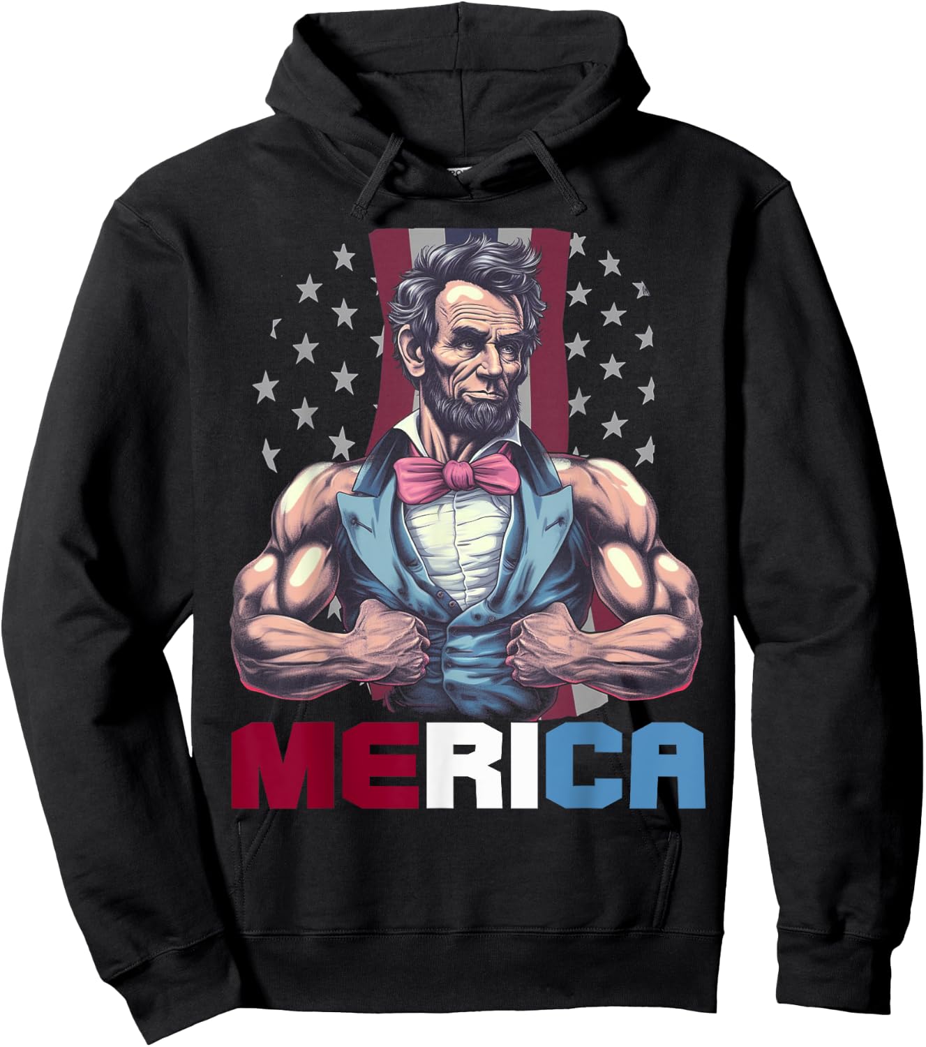 USA 4th Of July, Abraham Lincoln Funny Workout Muscles Women Kids Men Hoodie - Hoodie | Black