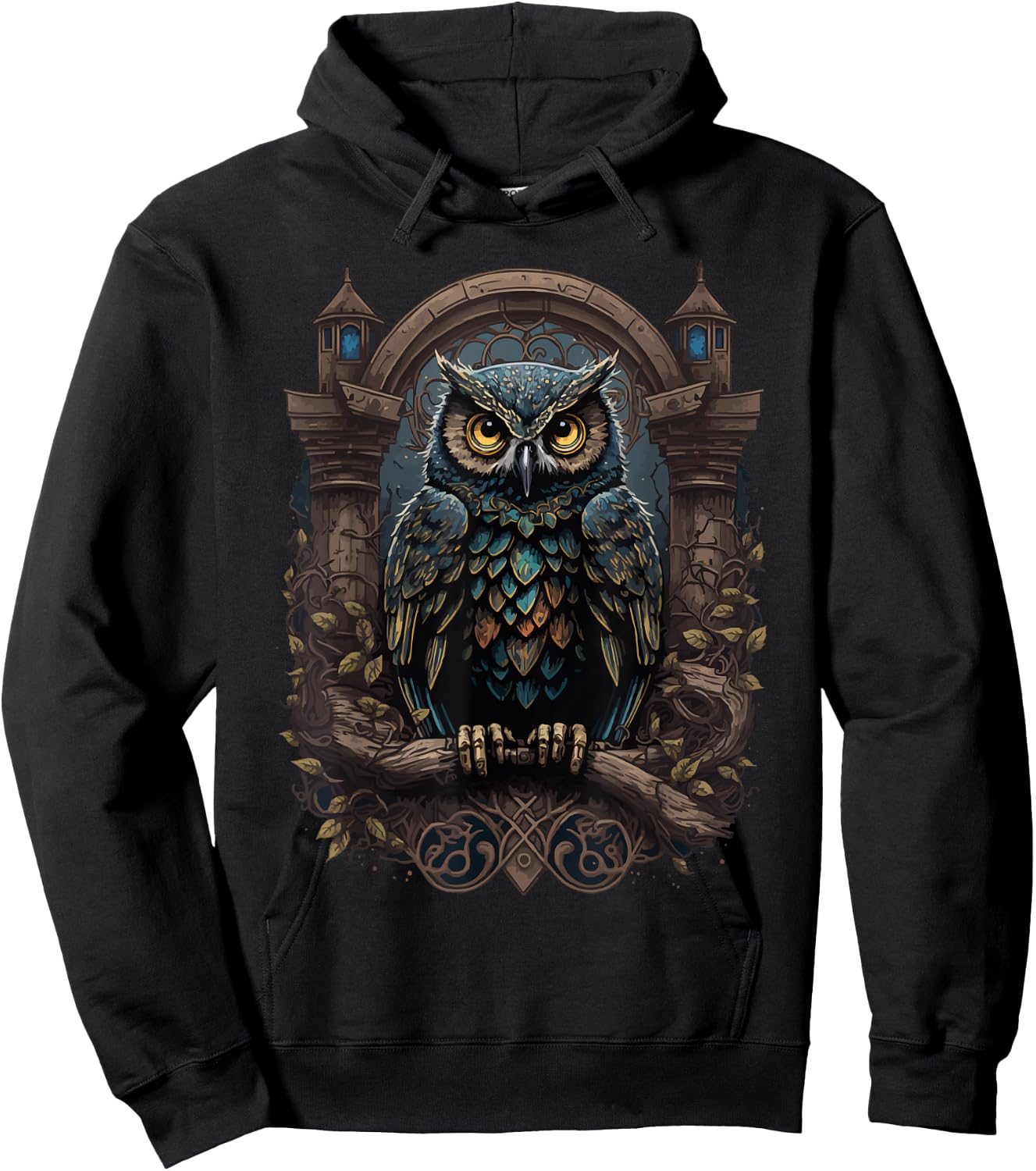 Gothic Pagan Wicca Witchcraft Occult Gothic Owl Moon Phase Black , Girls, Witchcraft Enthusiasts, , Short Sleeve, Size Small Hoodie - Hoodie | Black