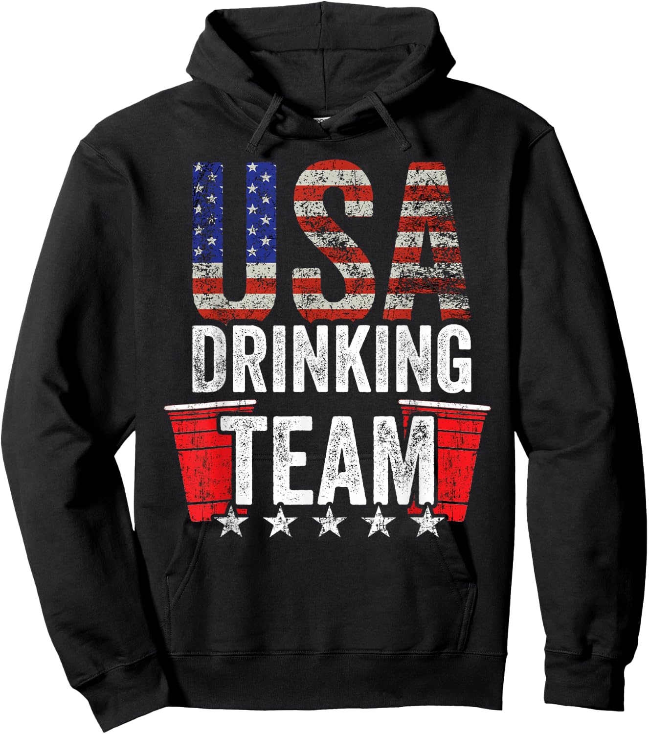 USA Drinking Team Funny Drinking Game Red Cup Hoodie - Hoodie | Black