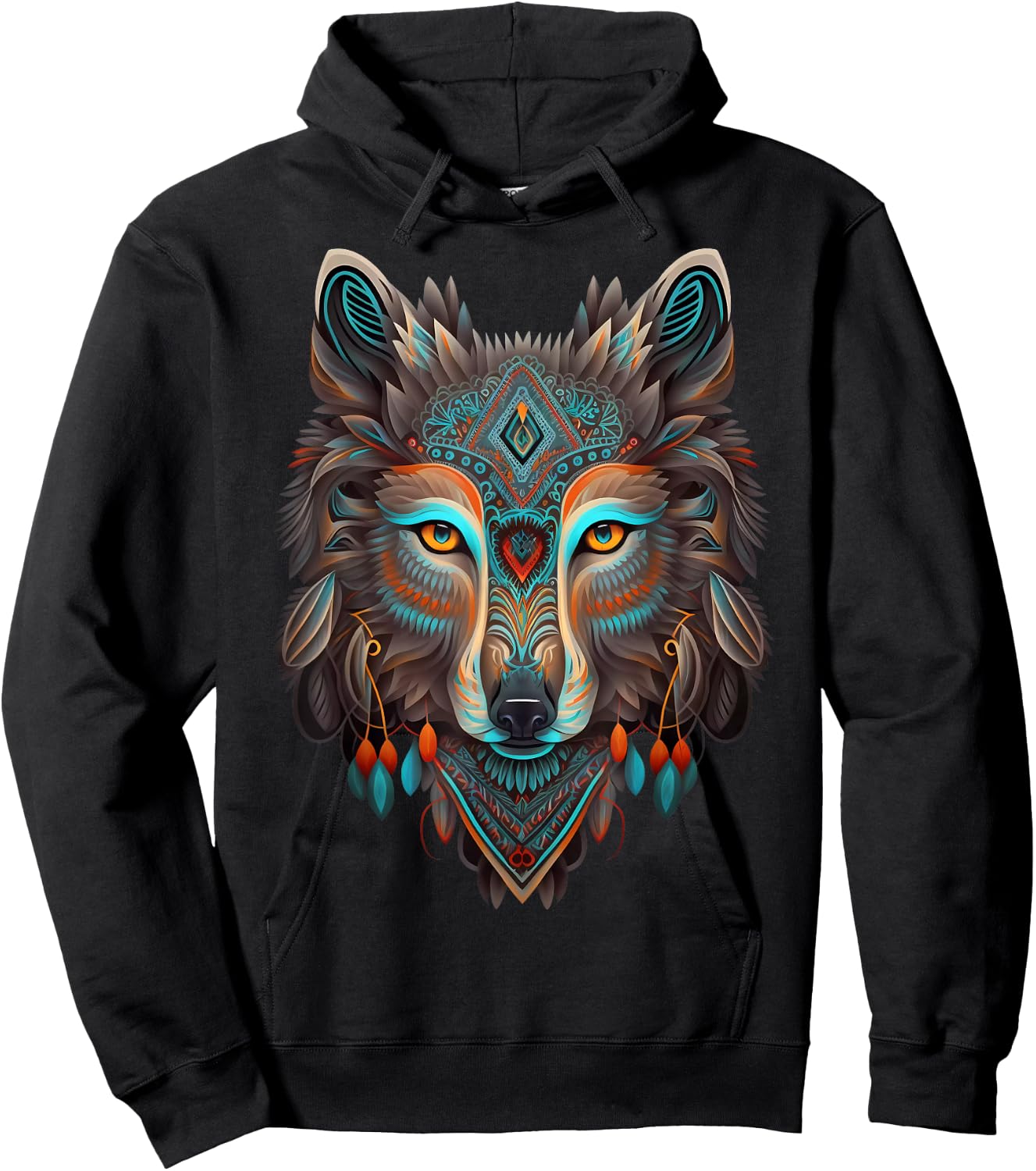 Azteca Wolf Traditional Mexican Art Ancient Aztec Mexico Hoodie - Hoodie | Black