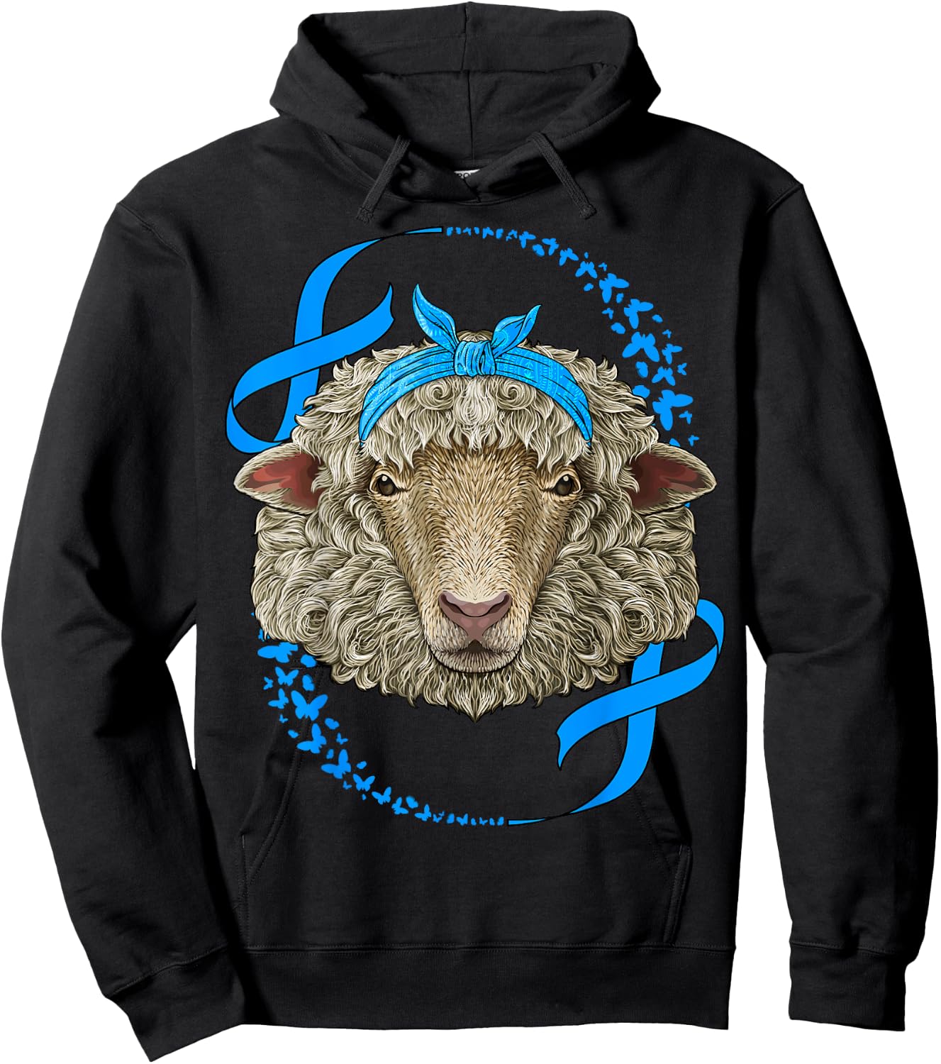 Sheep Diabetes Awareness Blue Bandana T1D Survivor Hoodie - Hoodie | Black