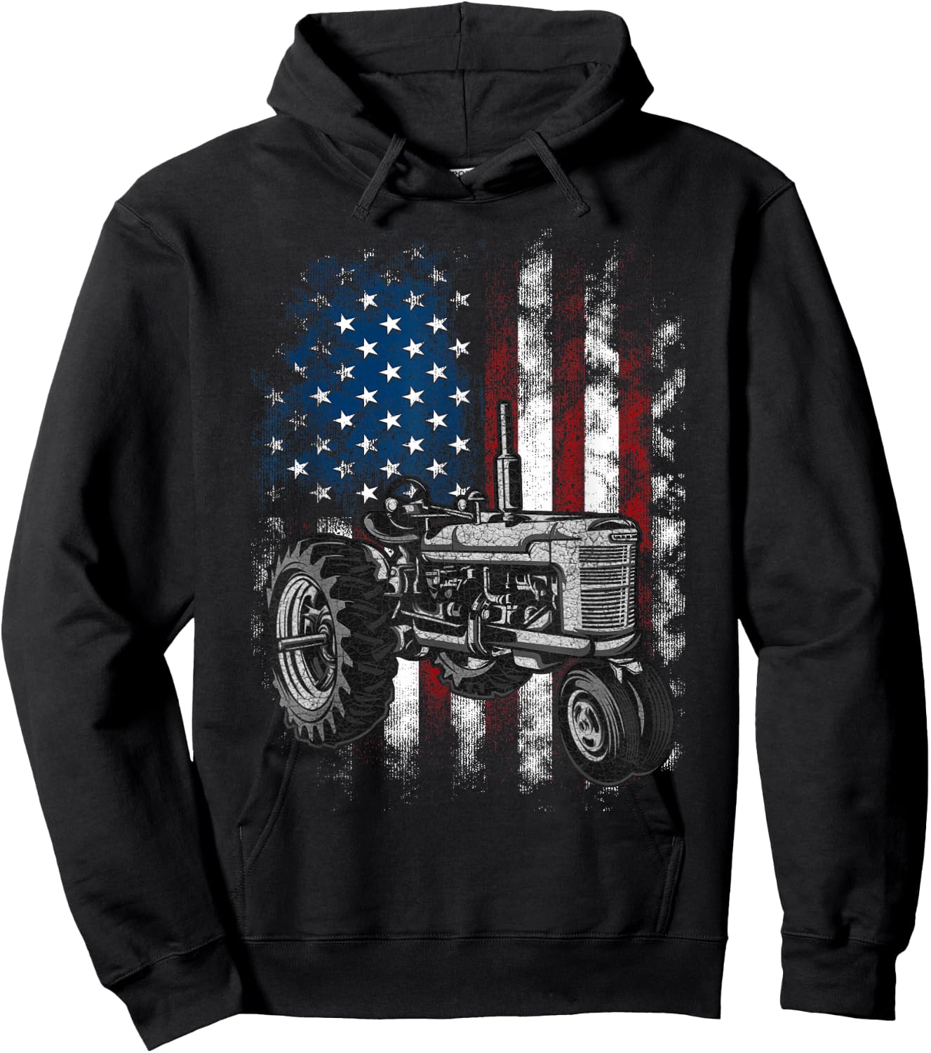 Patriotic Tractor American Flag Tractor Farm USA Farming Hoodie - Hoodie | Black