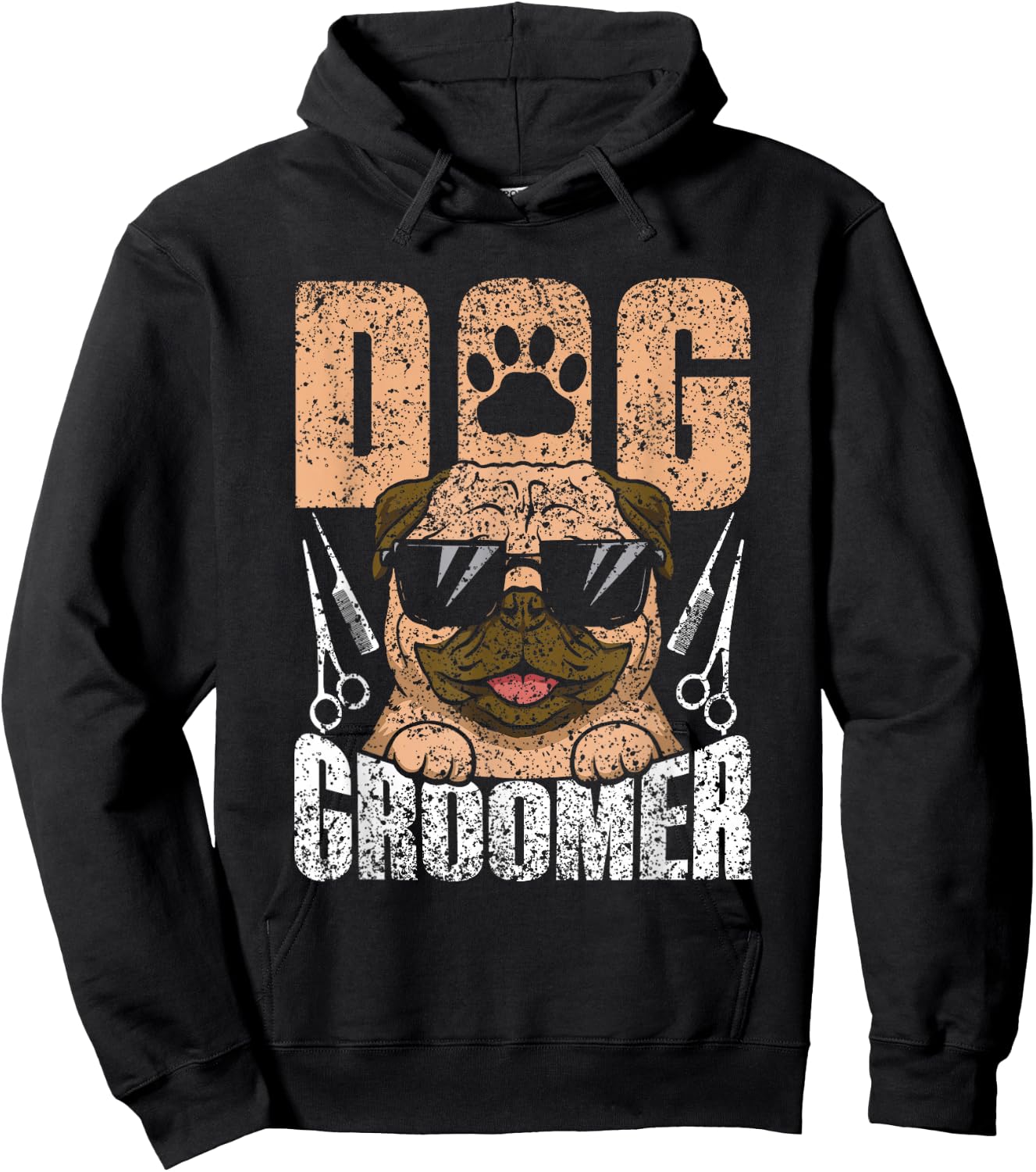Grooming Job Puppy Dog Groomer Black Dog Print , -Adults, Small, Short Sleeve Hoodie - Hoodie | Black