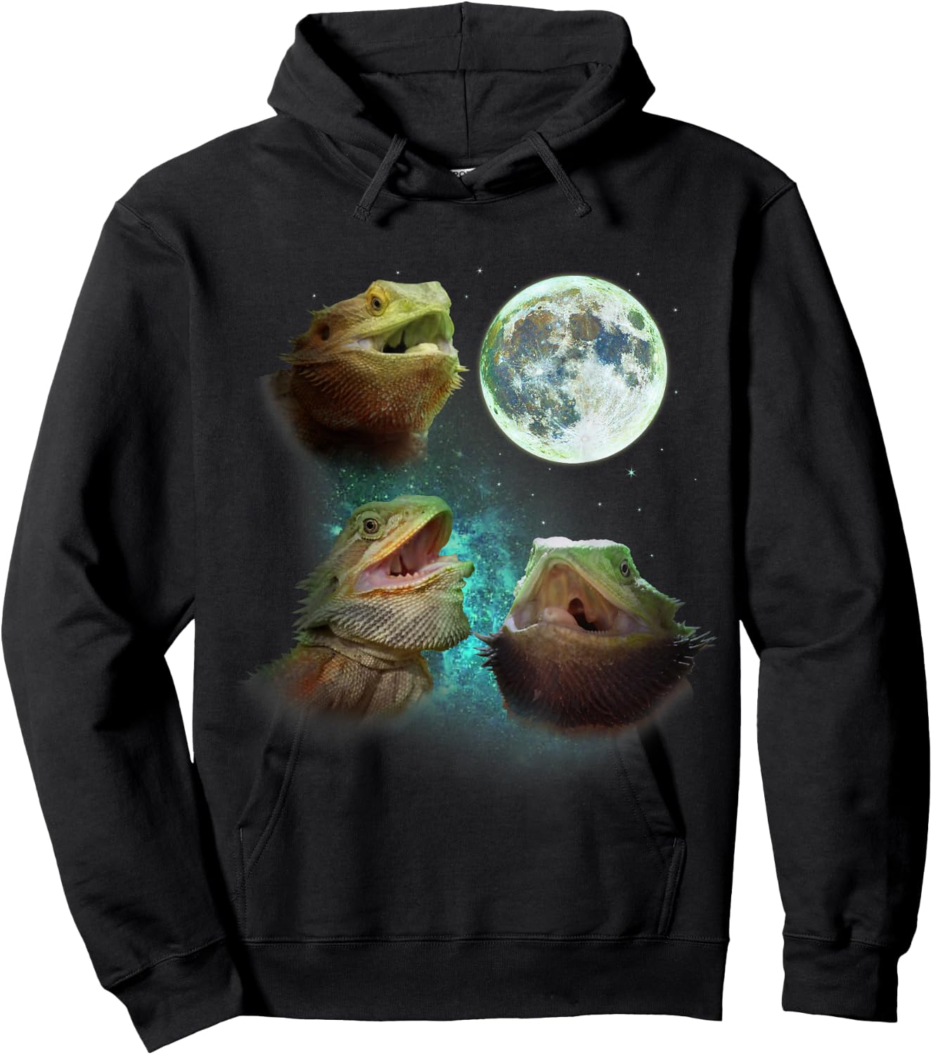 Three Bearded Dragons Howl At Moon 3 Wolfs - Wolves Parody Hoodie - Hoodie | Black