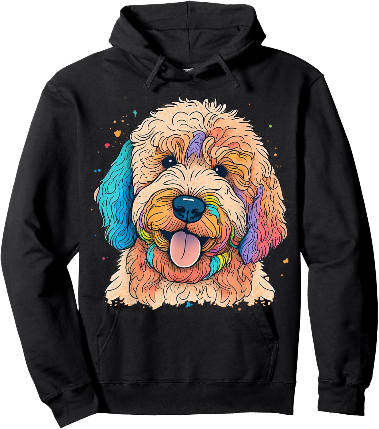 Cute Goldendoodle Dog on Golden Doodle Lover Men Women Kids Hoodie - Hoodie | Black