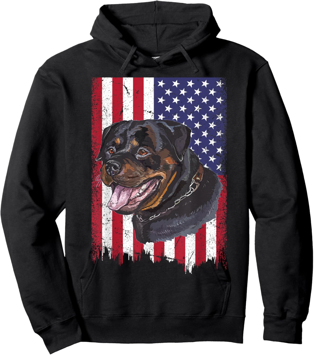 Rottweiler Dog Lover Father's Day USA American Flag Vintage Hoodie - Hoodie | Black