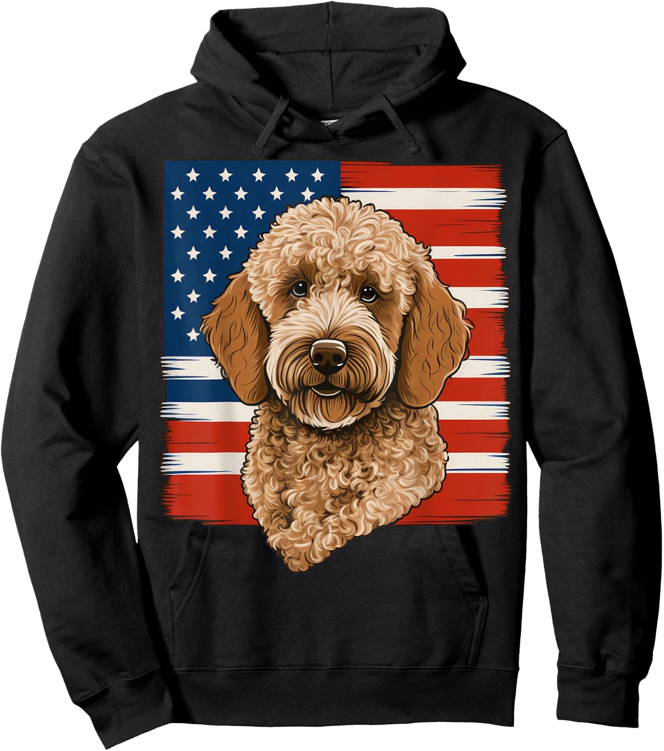4th Of July Goldendoodle on Patriotic American Golden Doodle Kids Men Hoodie - Hoodie | Black