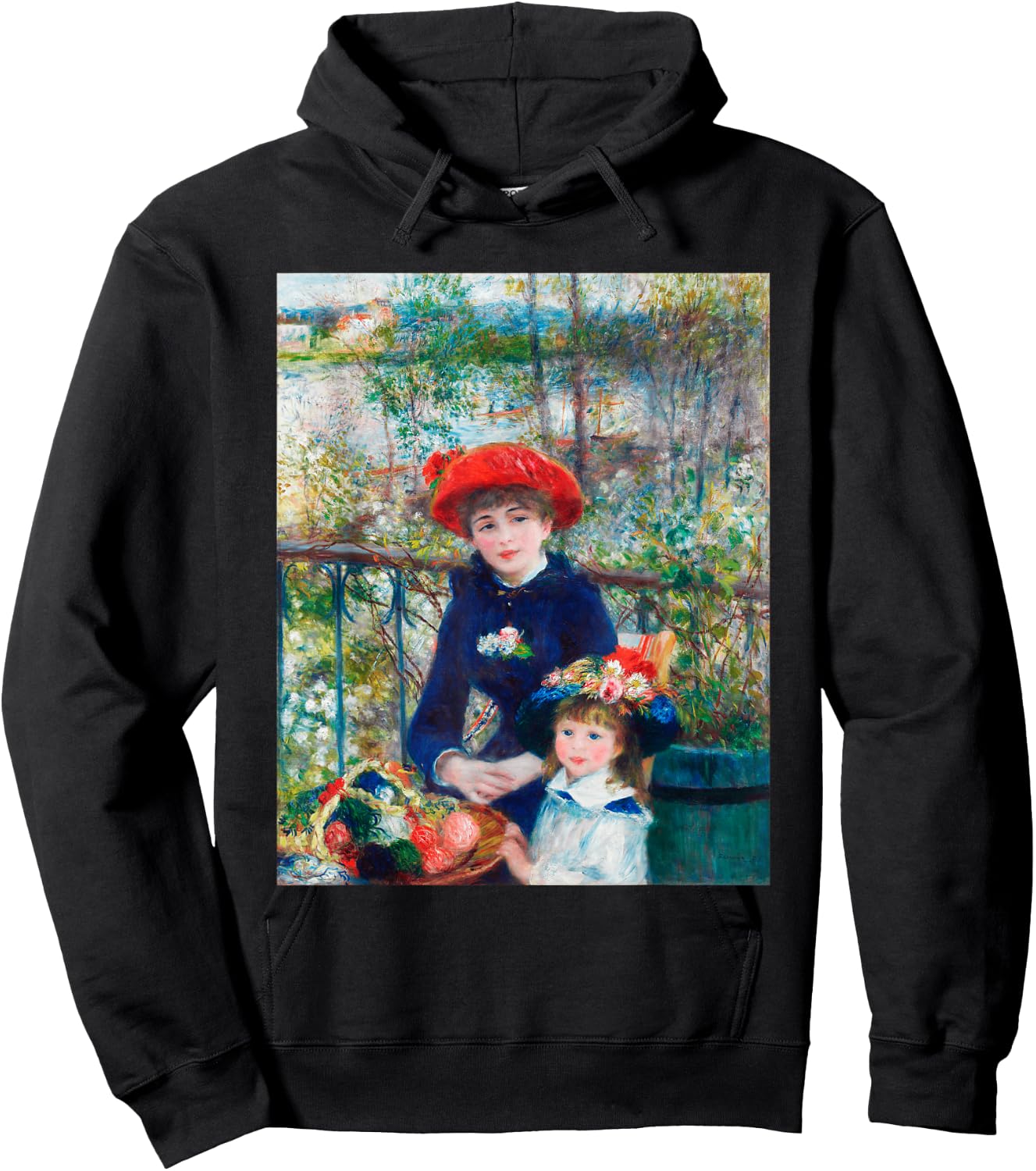 Two Sisters On Terrace Renoir Impressionist Colorful Hoodie - Hoodie | Black