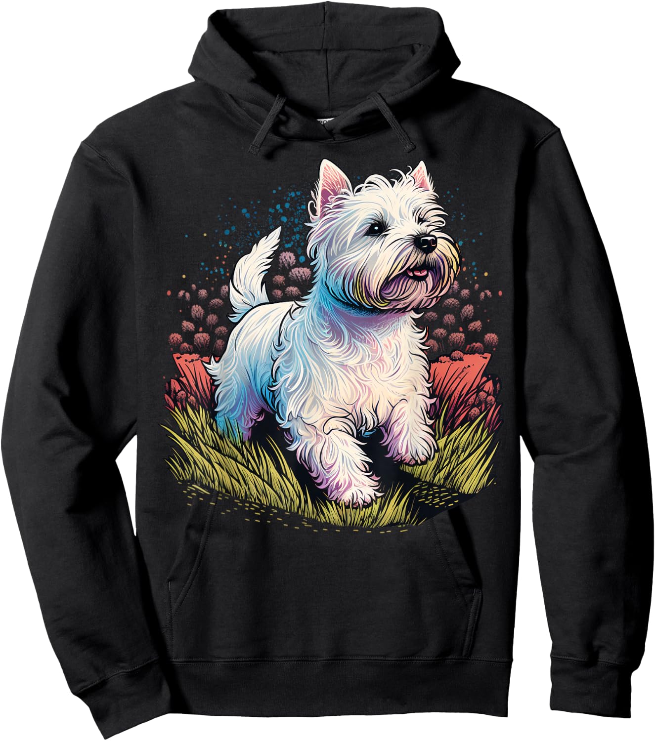 Cute West Highland White Terrier Dog on Westie Lover Hoodie - Hoodie | Black