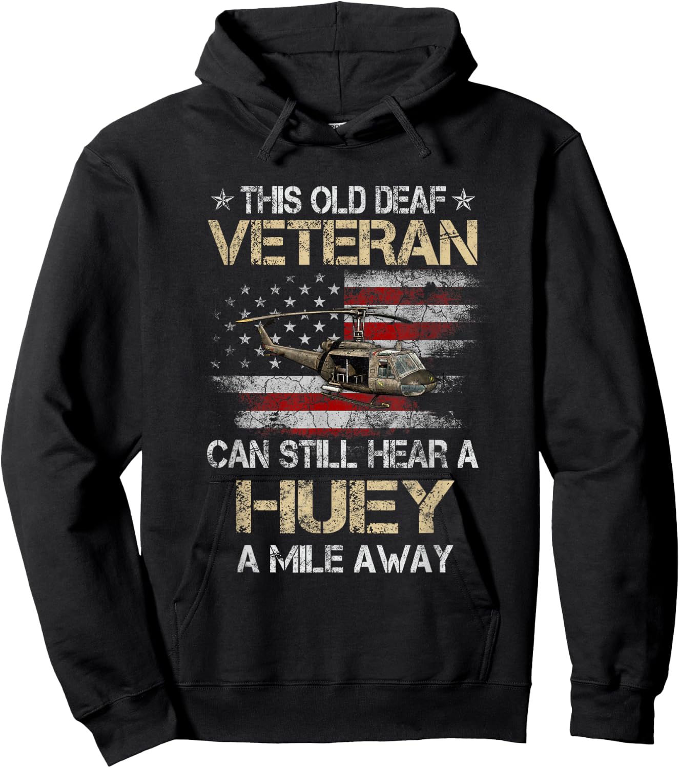 Hear a Huey a Mile Away Funny Veteran Helicopter Gift Pilot Hoodie - Hoodie | Black