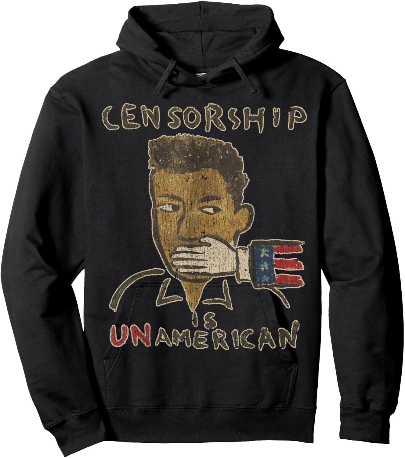Vintage Censorship Is Un American 1990 Hoodie - Hoodie | Black