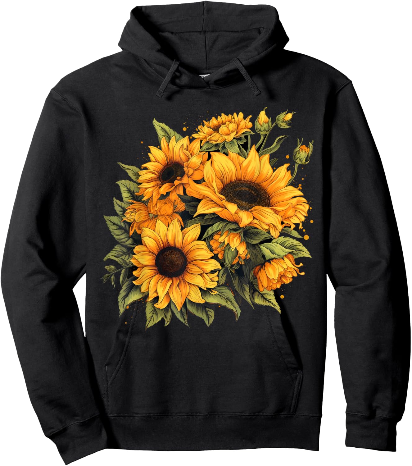 Yellow Sunflowers Cute summer flowers Floral Positivity Hoodie - Hoodie | Black