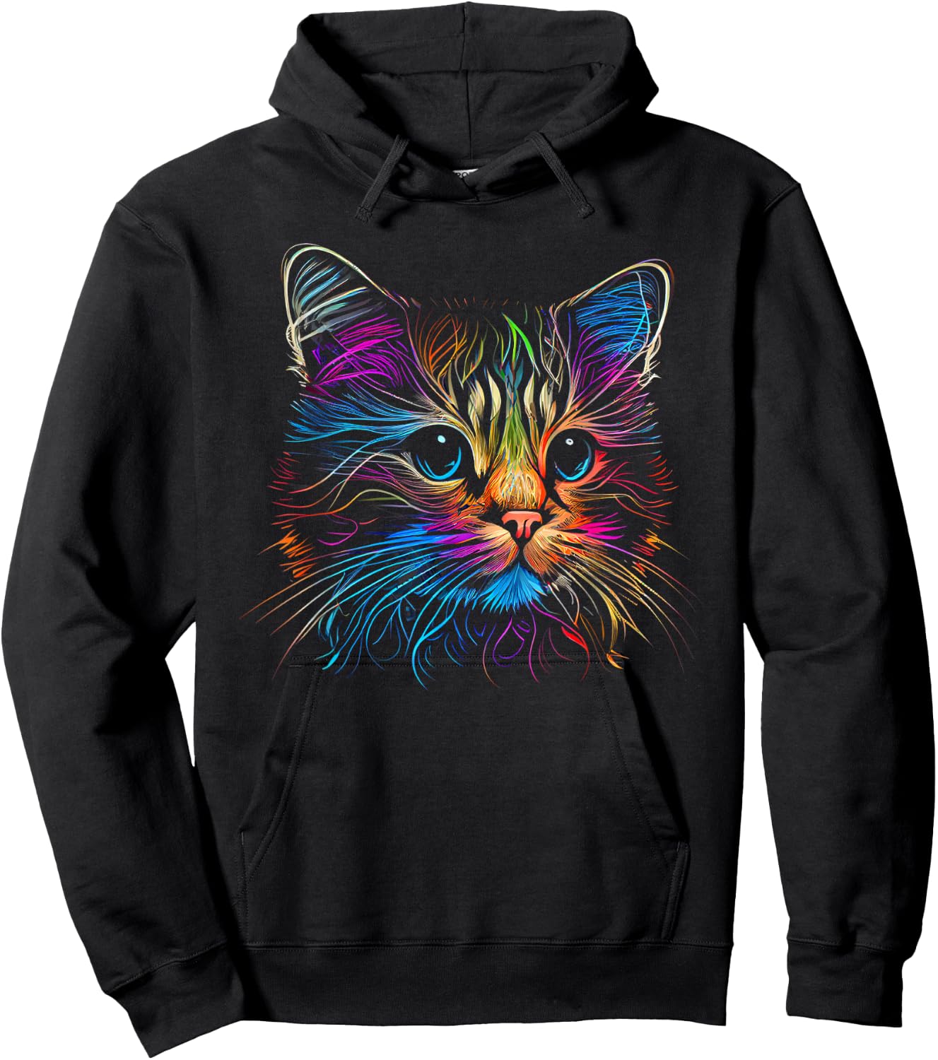 Cats Colorful Cat Cat's Head Catlovers Hoodie - Hoodie | Black