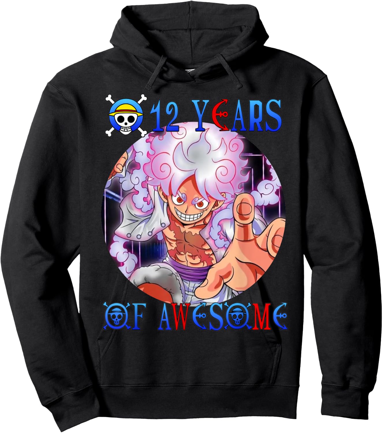 12 Years Of Awesome 12th Birthday Anime Birthday Theme Hoodie - Hoodie | Black
